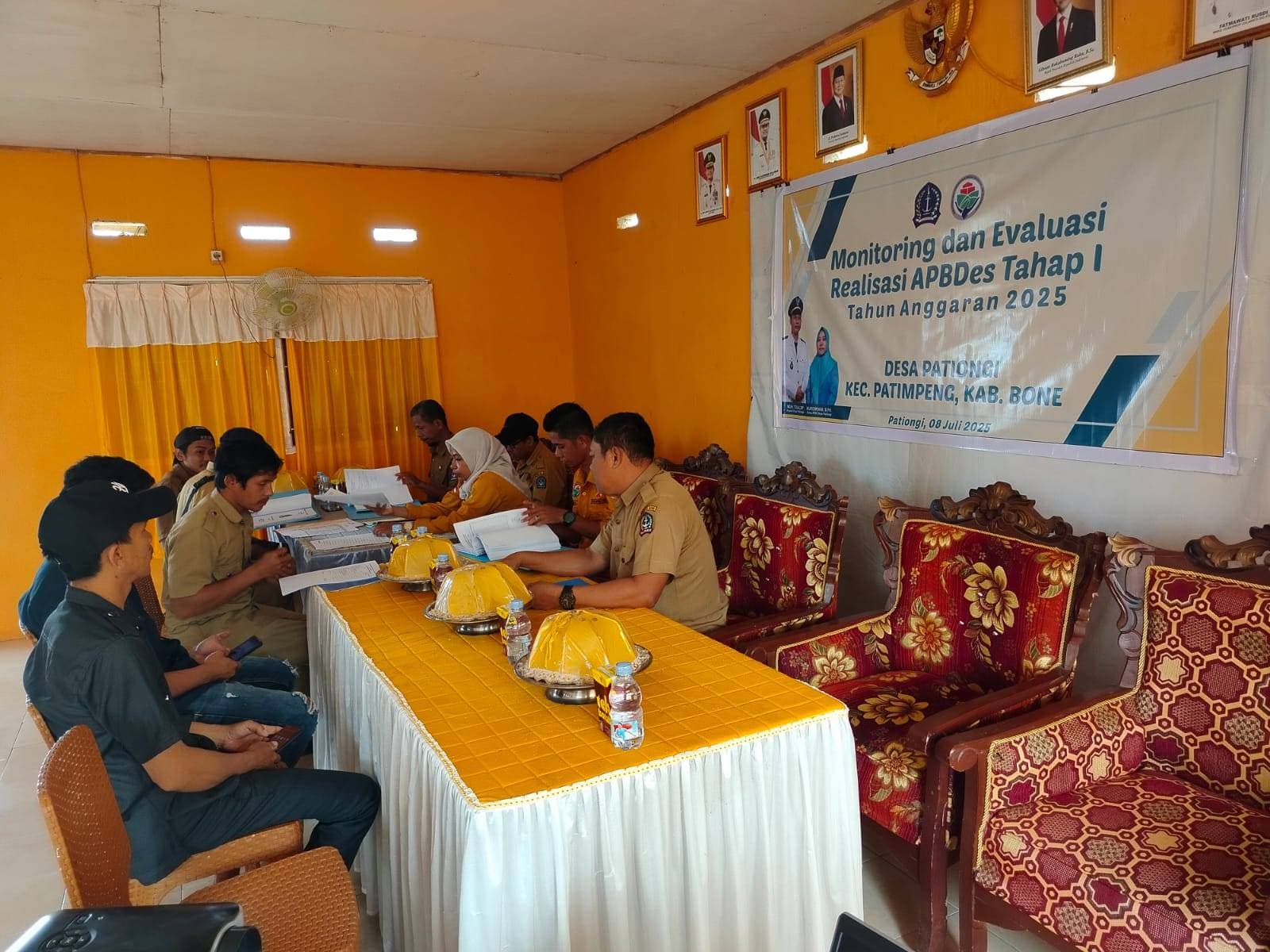 MONITORING DAN EVALUASI REALISASI APBDES TAHAP I DESA PATIONGI TAHUN 2025 BERJALAN LANCAR
